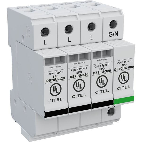 Citel Surge Protector, 3 Phase, 120/208/240V, 4 DS74US-240Y/G